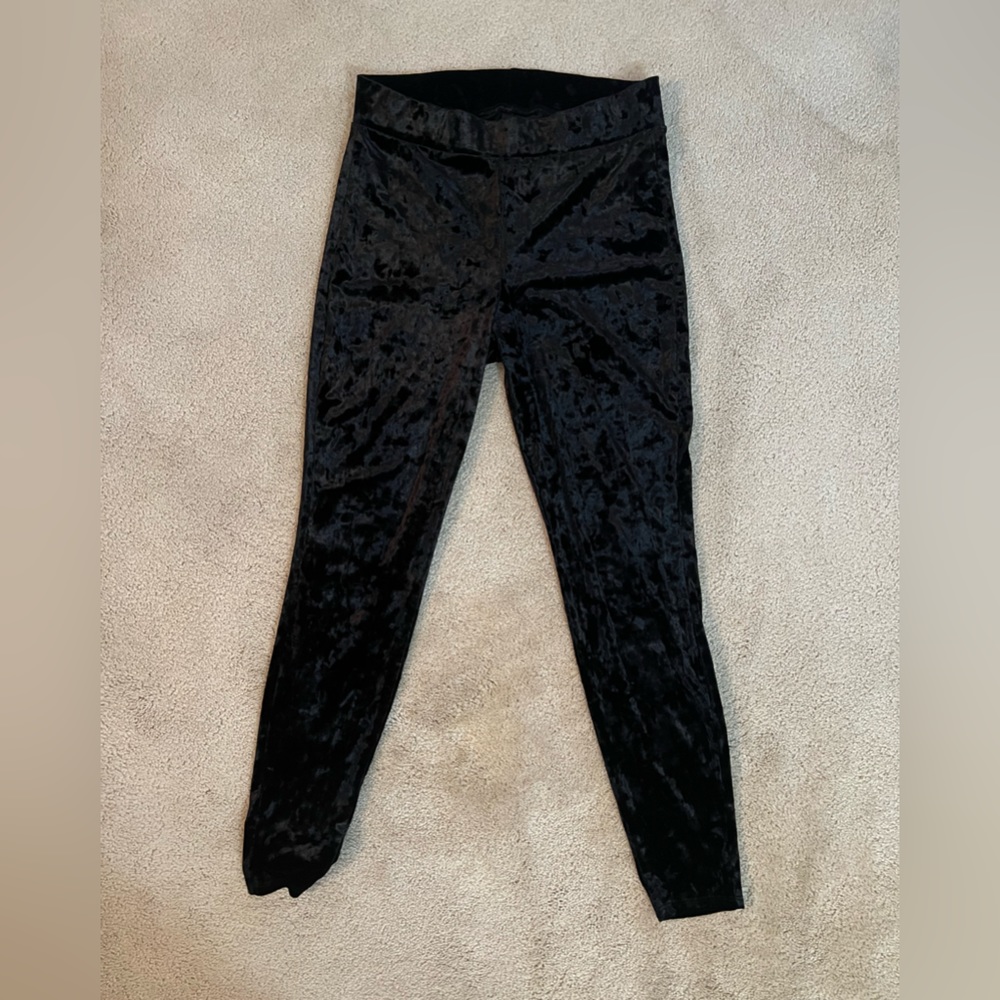 90s Black Crushed Velvet Leggings